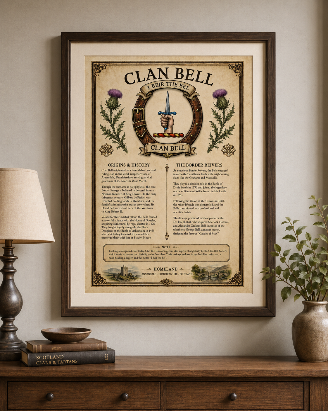 Scottish Clan Bell Heritage Poster - Instant Digital Download digital download: Includes Color PNG, B&W PNG, and SVG vector files