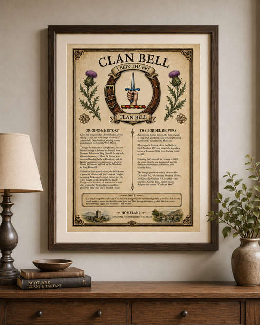 Scottish Clan Bell Heritage Poster - Instant Digital Download