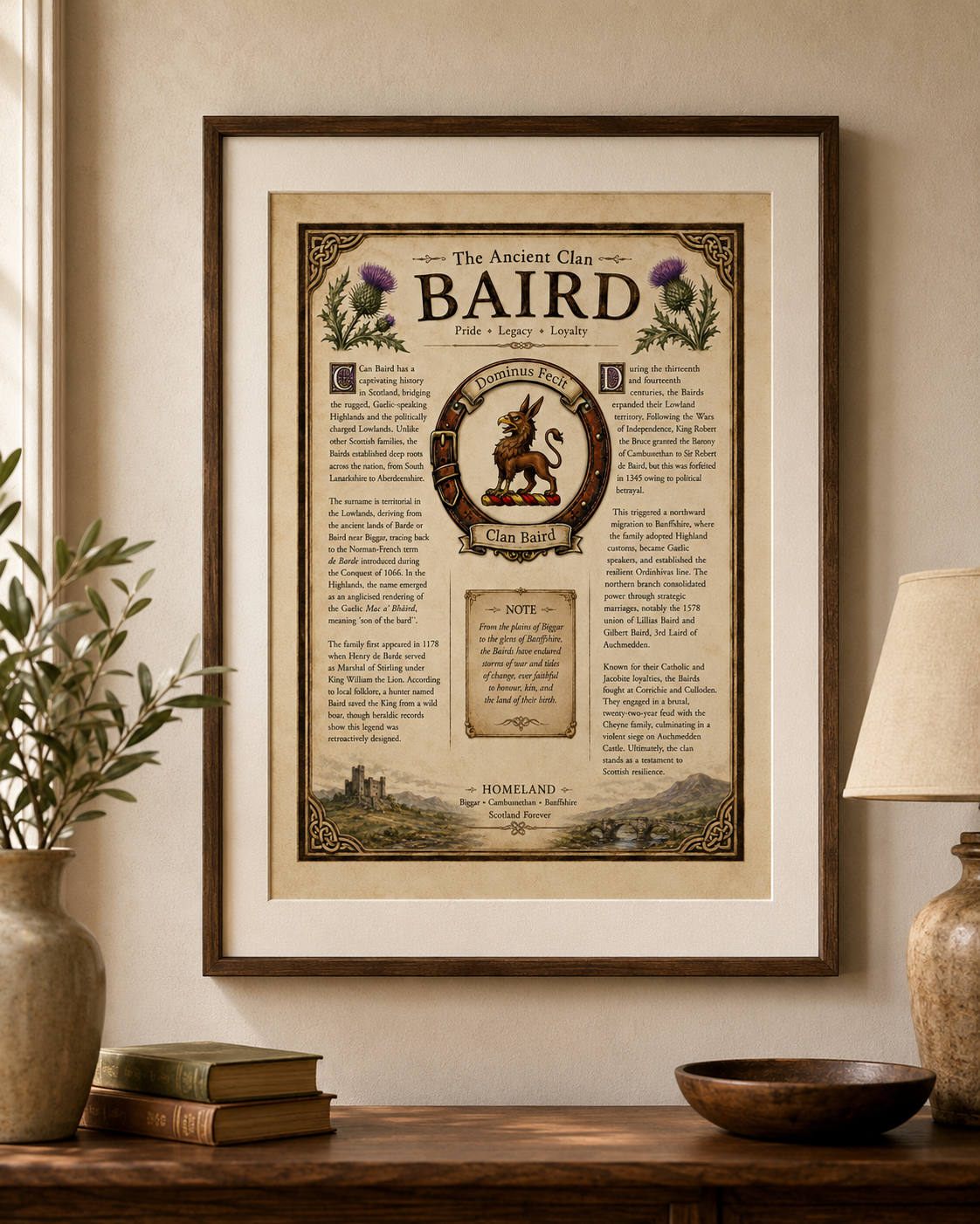 Scottish Clan Baird Heritage Poster - Instant Digital Download digital download: Includes Color PNG, B&W PNG, and SVG vector files
