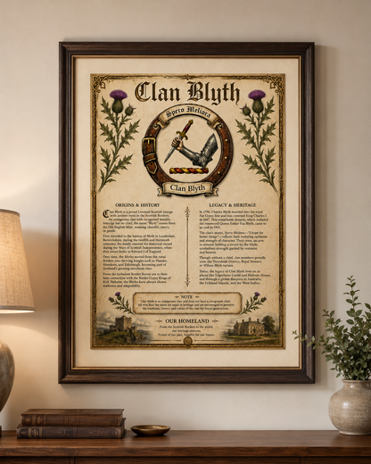 Scottish Clan Blyth Heritage Poster - Instant Digital Download