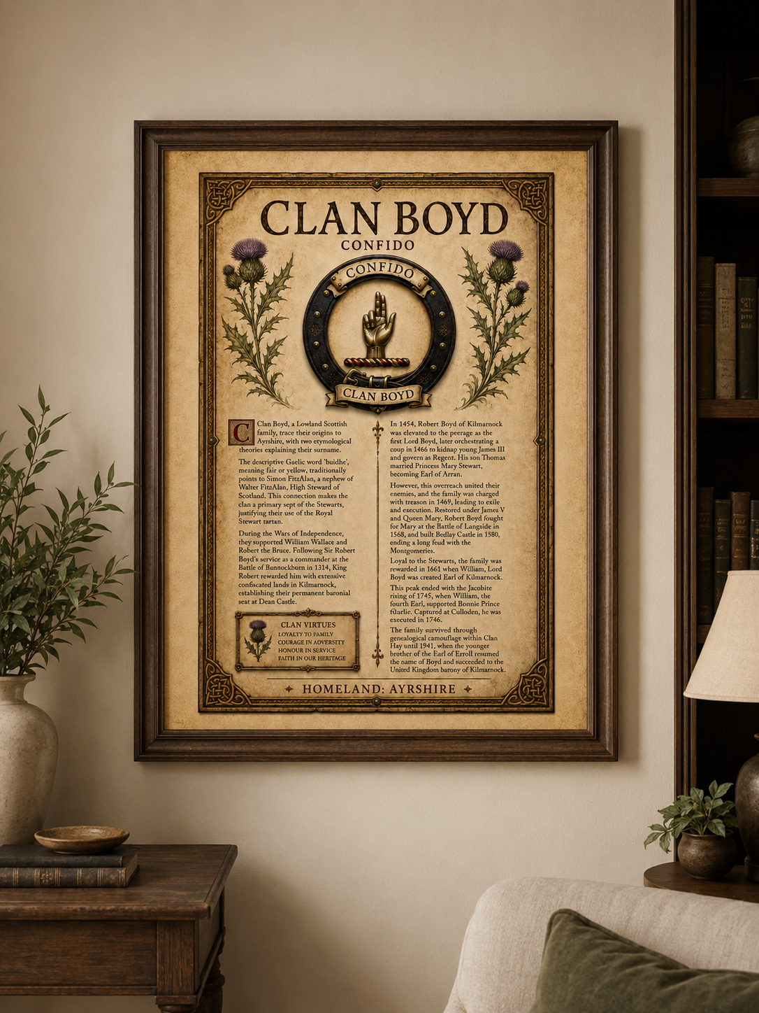 Scottish Clan Boyd Heritage Poster - Instant Digital Download digital download: Includes Color PNG, B&W PNG, and SVG vector files