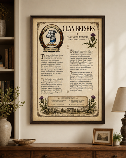 Scottish Clan Belshes Heritage Poster - Instant Digital Download