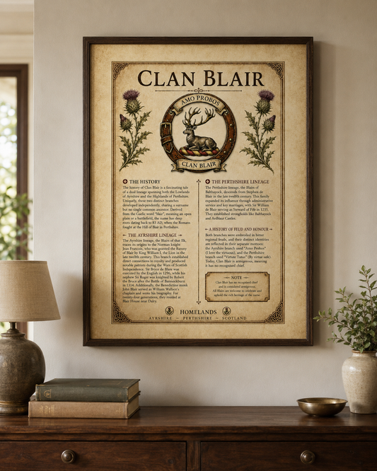 Scottish Clan Blair Heritage Poster - Instant Digital Download