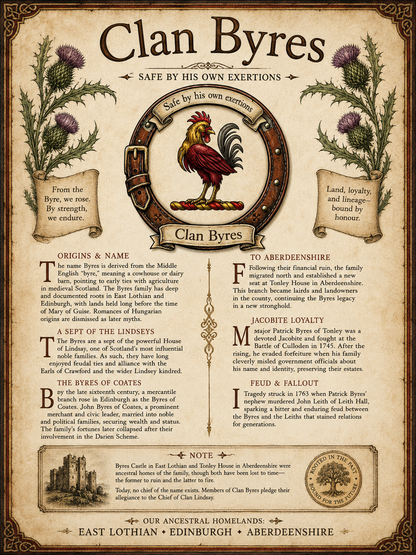 Scottish Clan Byres Heritage Poster - Instant Digital Download