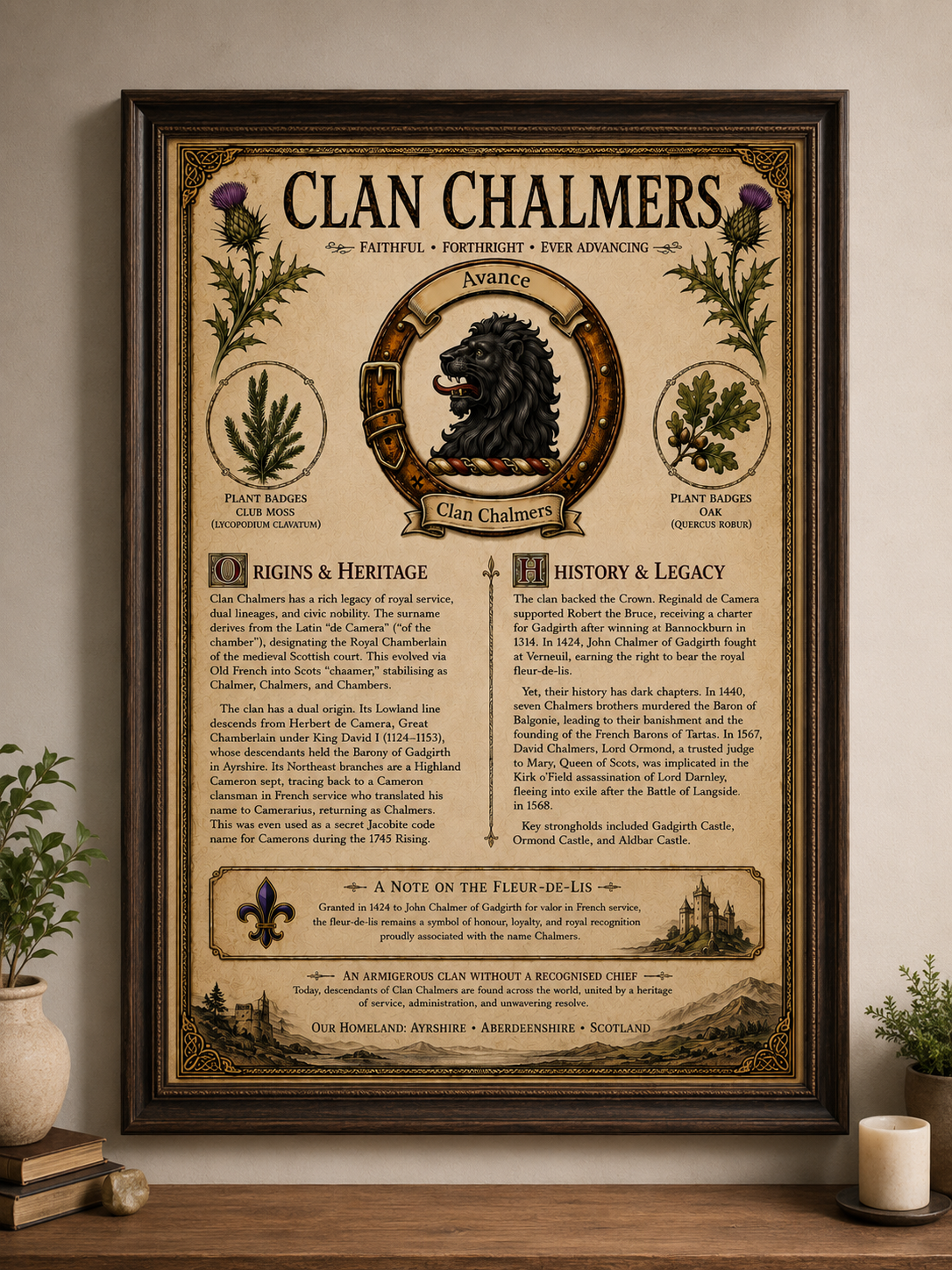 Scottish Clan Chalmers Heritage Poster - Instant Digital Download