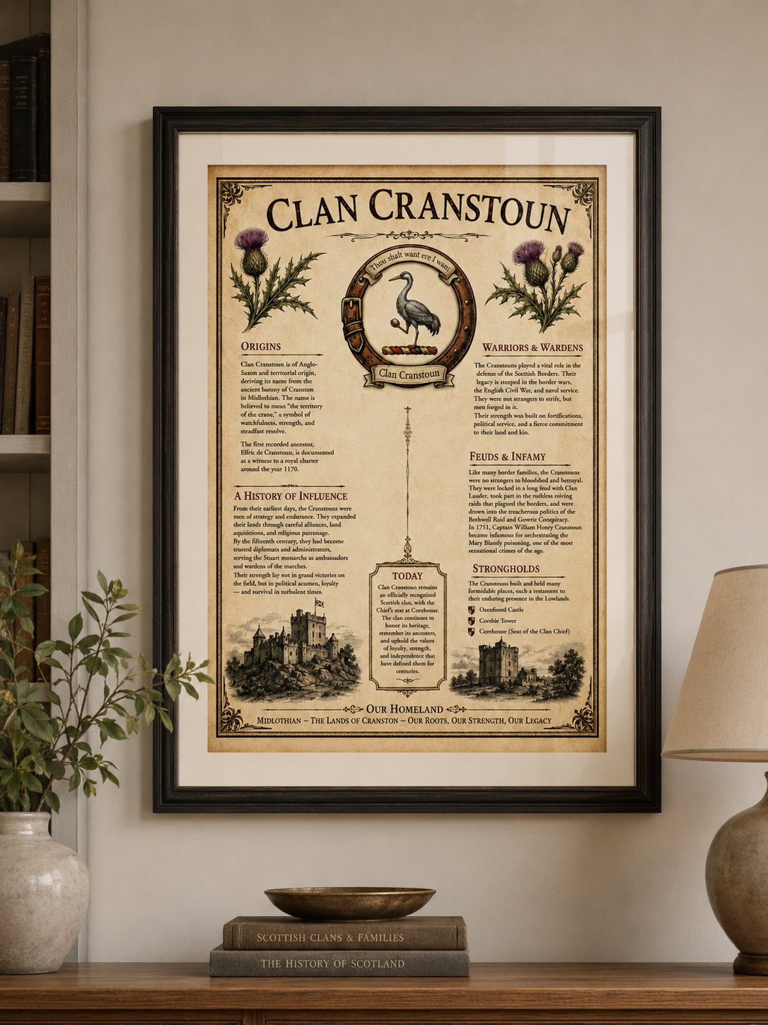 Scottish Clan Cranstoun Heritage Poster - Instant Digital Download