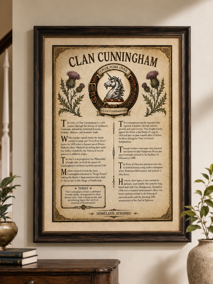 Scottish Clan Cunningham Heritage Poster - Instant Digital Download