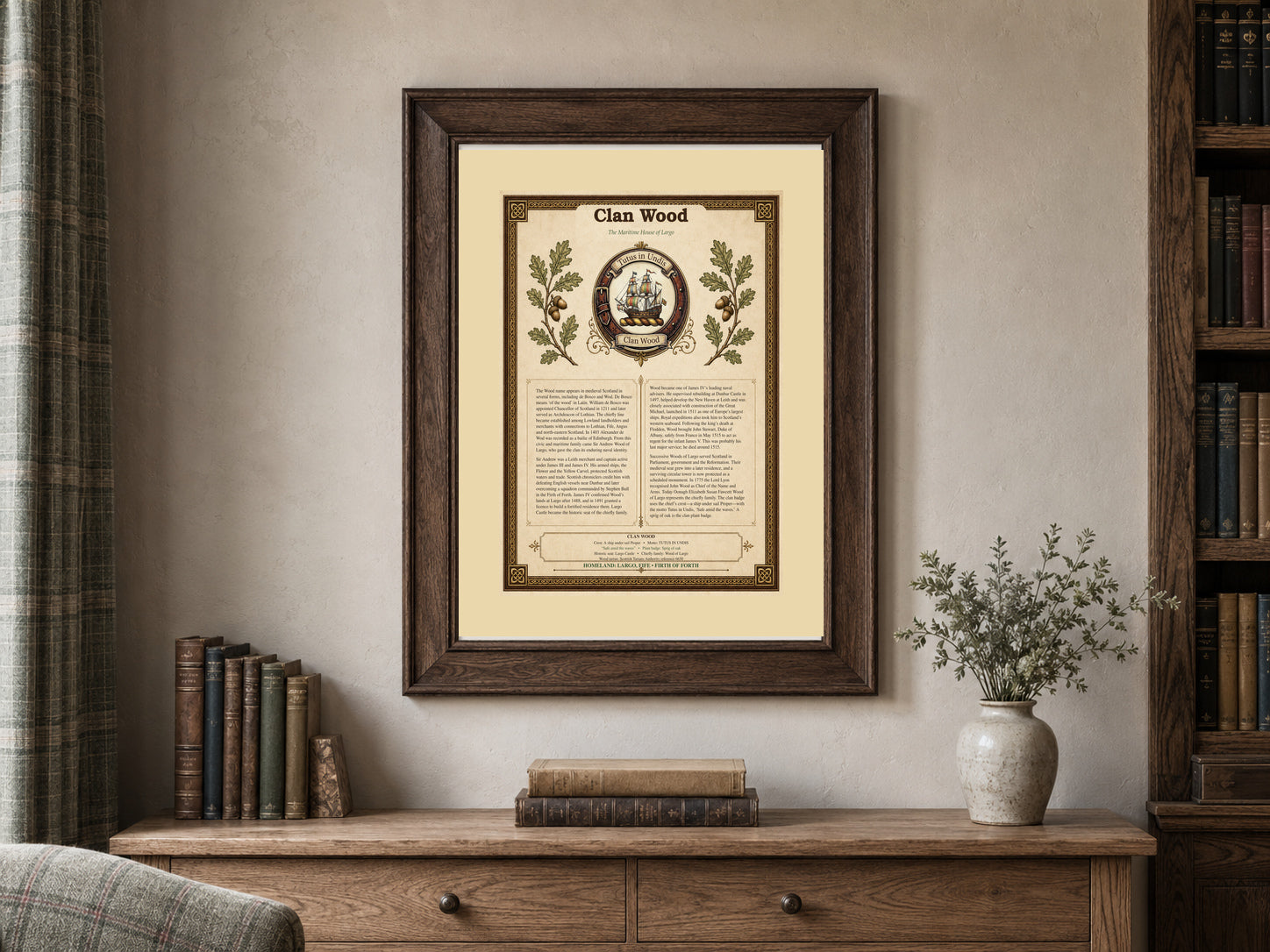 Scottish Clan Wood Heritage Poster - Instant Digital Download digital download: Includes Color PNG, B&W PNG, and SVG vector files