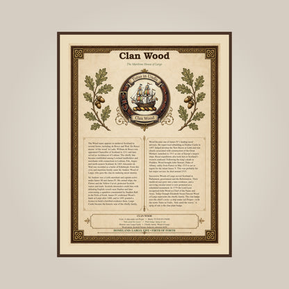 Scottish Clan Wood Heritage Poster - Instant Digital Download