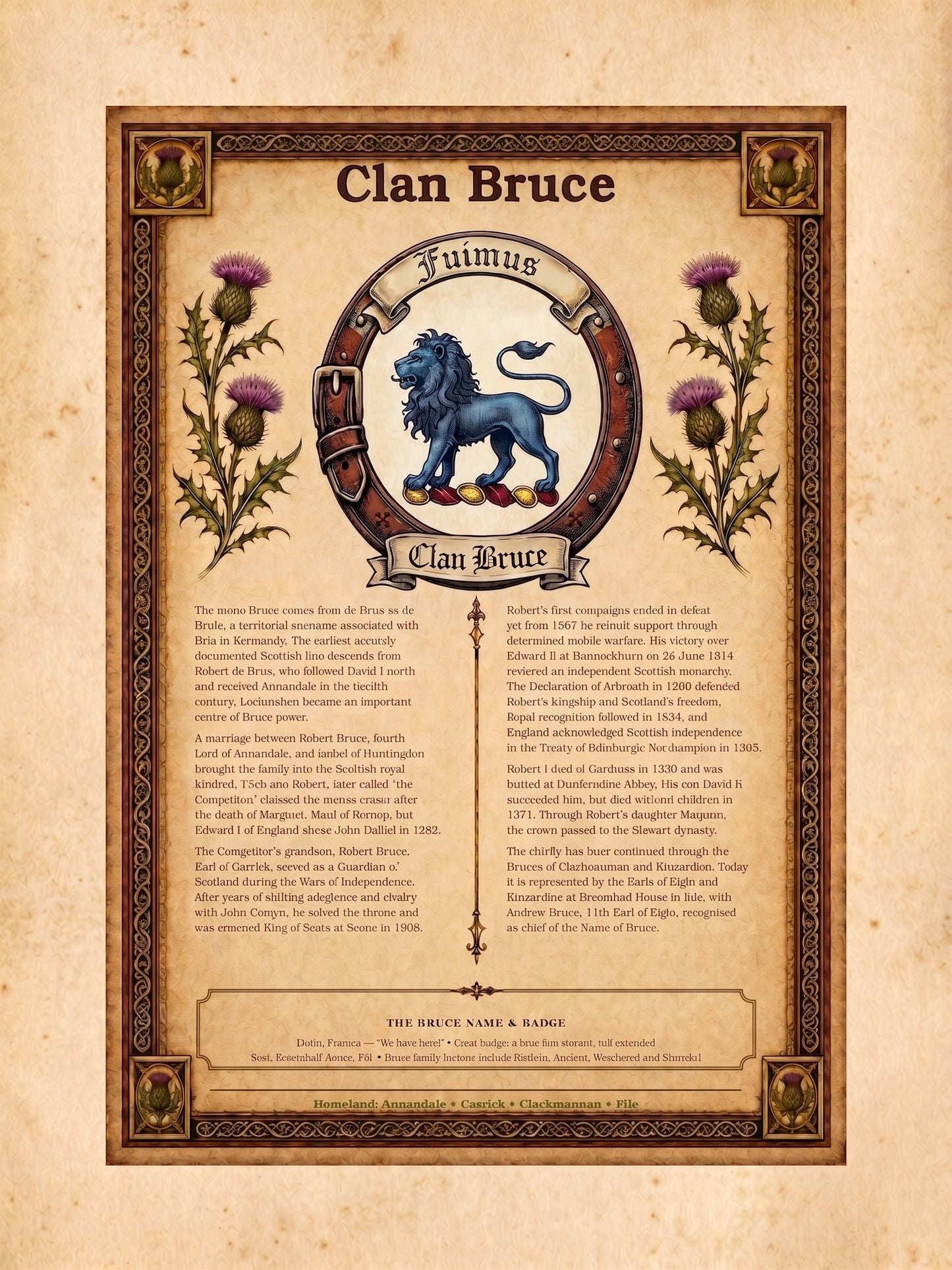 Scottish Clan Bruce Heritage Poster - Instant Digital Download