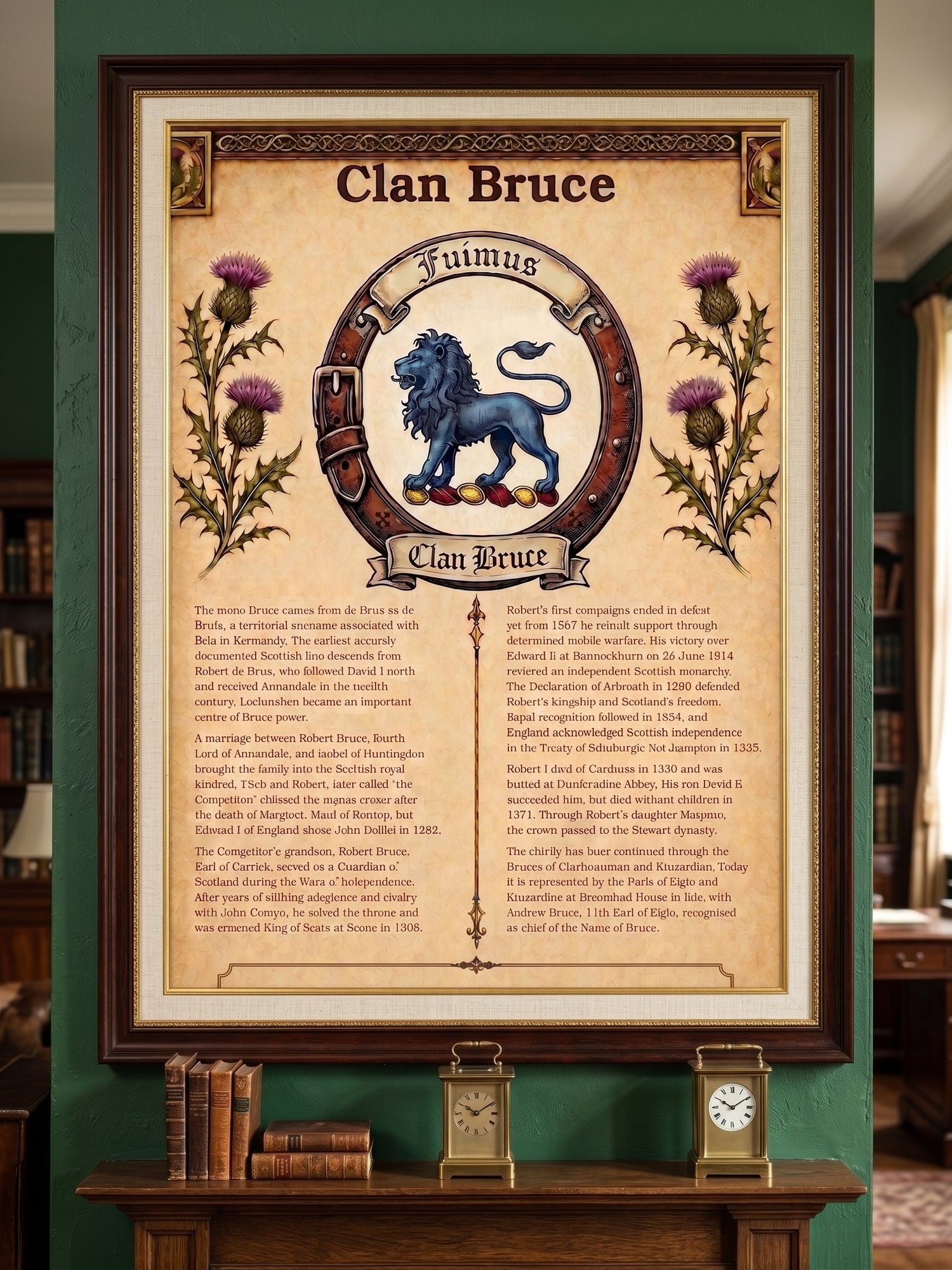 Scottish Clan Bruce Heritage Poster - Instant Digital Download digital download: Includes Color PNG, B&W PNG, and SVG vector files