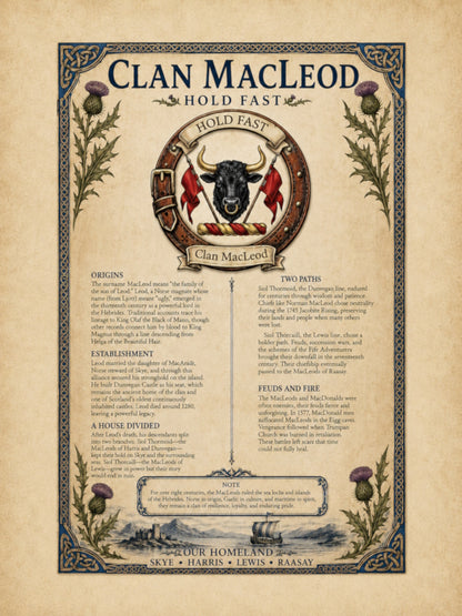 Scottish Clan MacLeod Heritage Poster - Instant Digital Download