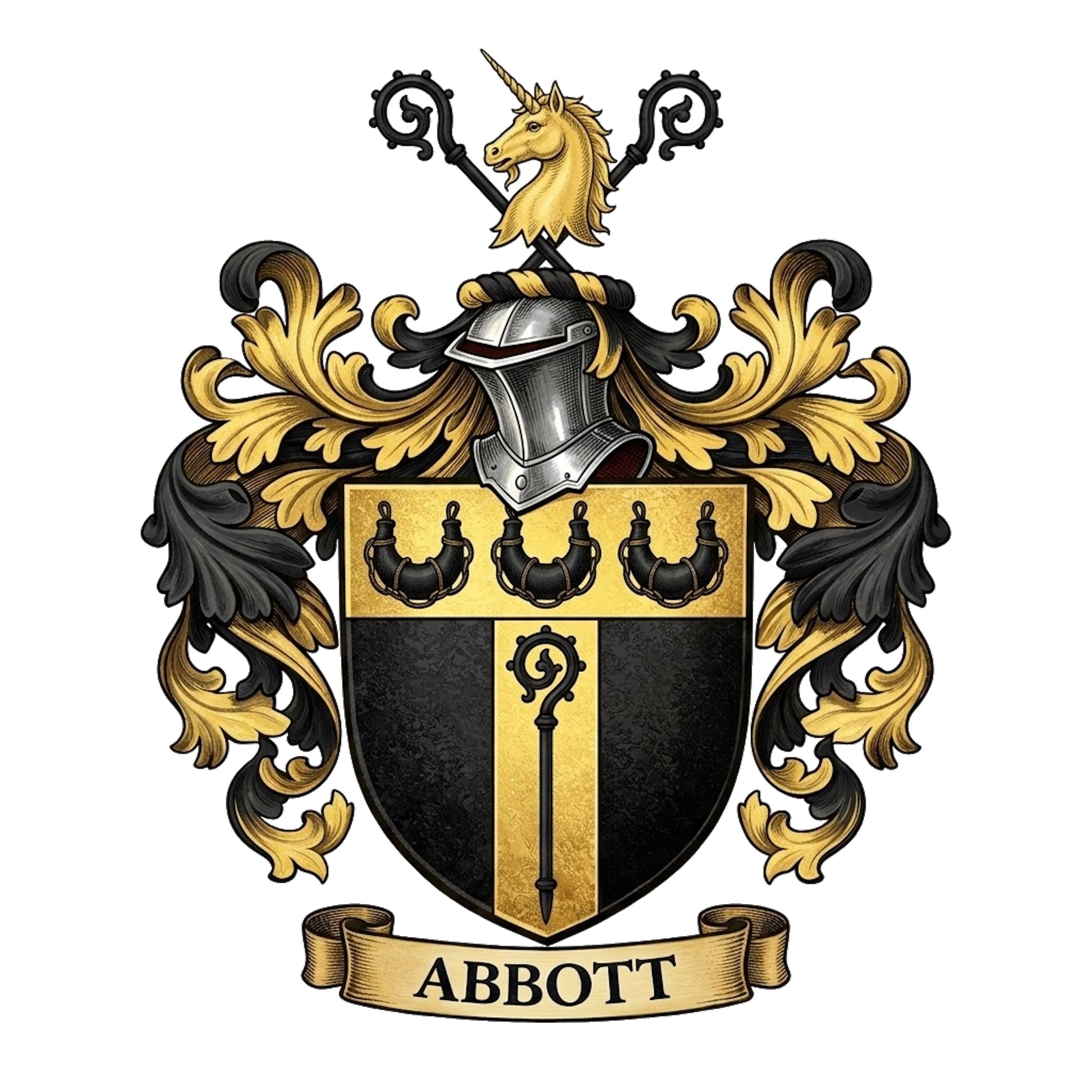 The Abbott Family Coat of Arms digital download: Includes Color PNG, B&W PNG, and SVG vector files