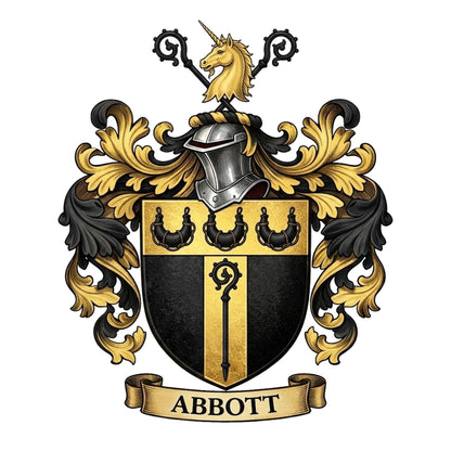 The Abbott Family Coat of Arms digital download: Includes Color PNG, B&W PNG, and SVG vector files