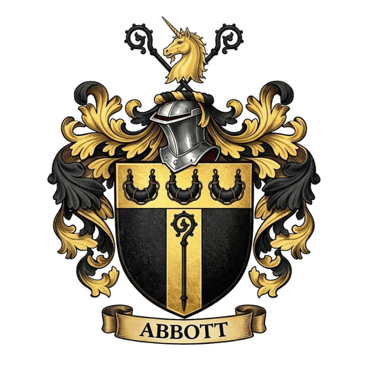 The Abbott Family Coat of Arms digital download: Includes Color PNG, B&W PNG, and SVG vector files