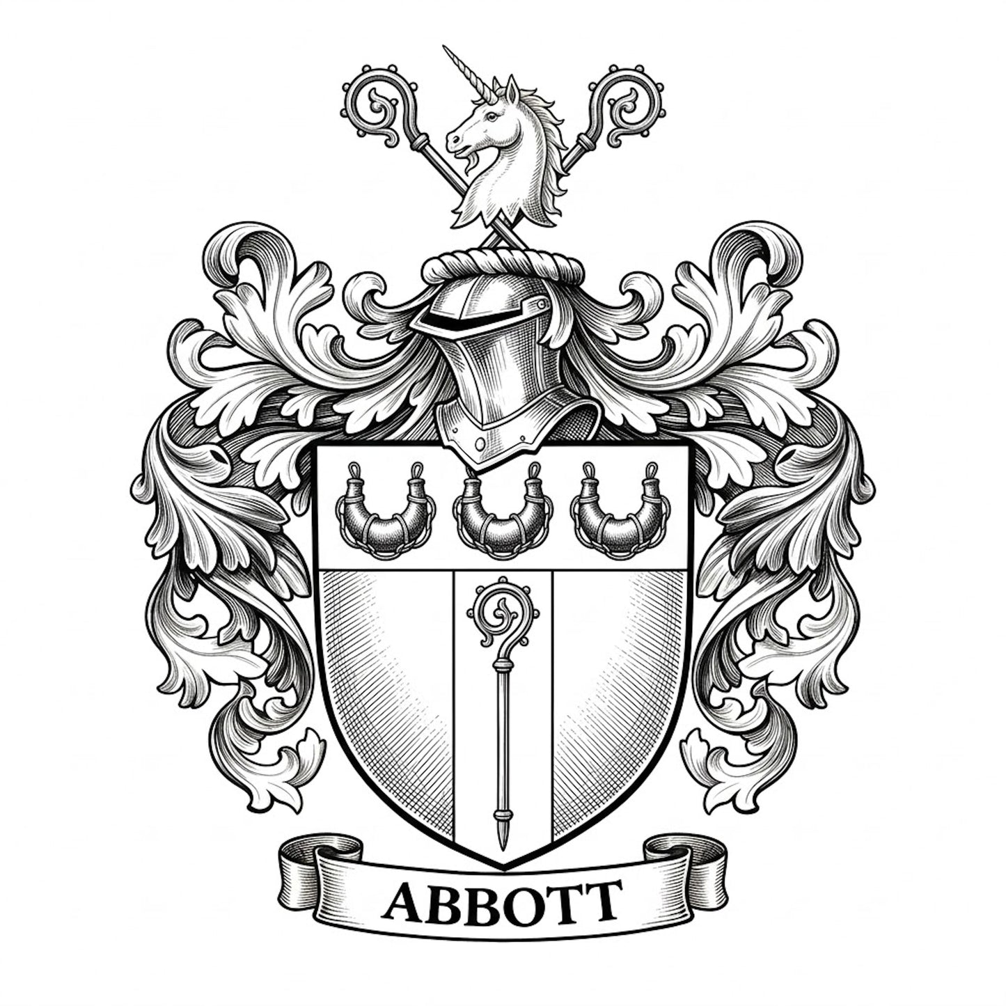 The Abbott Family Coat of Arms digital download: Includes Color PNG, B&W PNG, and SVG vector files