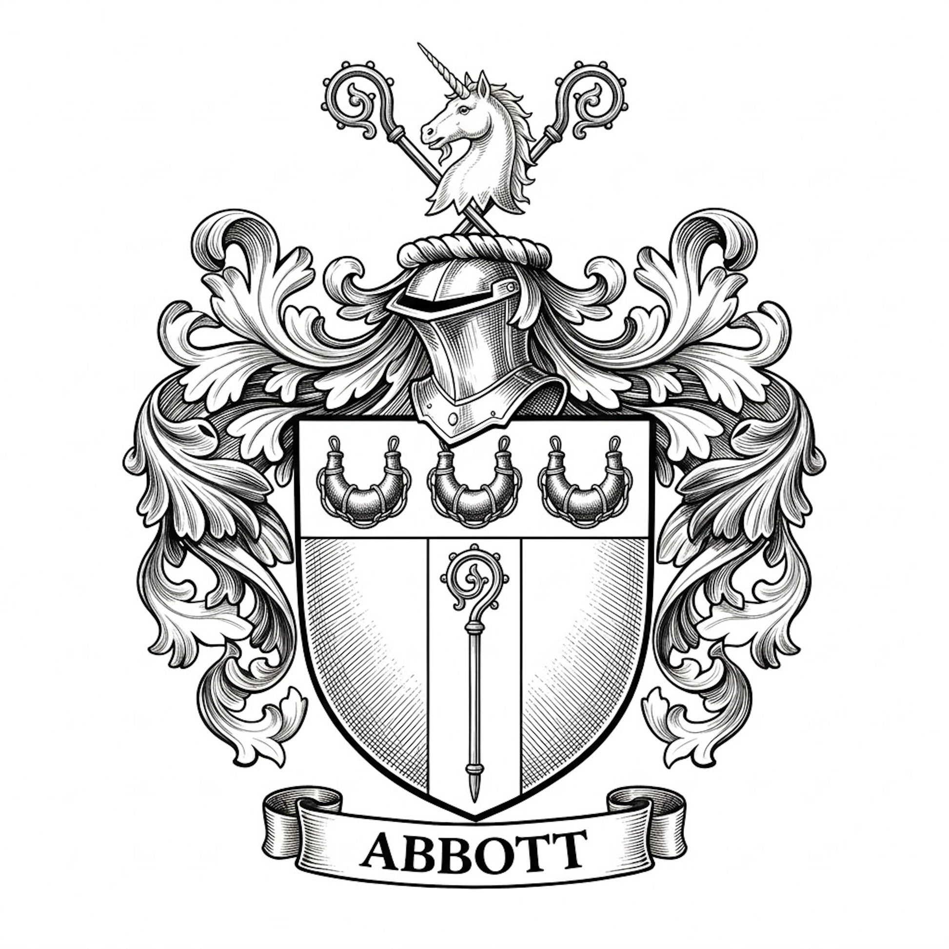 The Abbott Family Coat of Arms digital download: Includes Color PNG, B&W PNG, and SVG vector files
