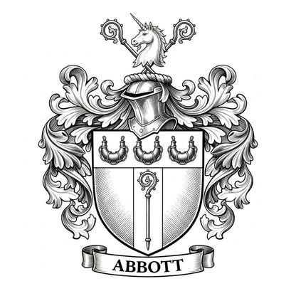The Abbott Family Coat of Arms digital download: Includes Color PNG, B&W PNG, and SVG vector files