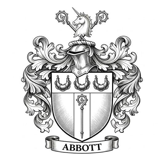 The Abbott Family Coat of Arms digital download: Includes Color PNG, B&W PNG, and SVG vector files