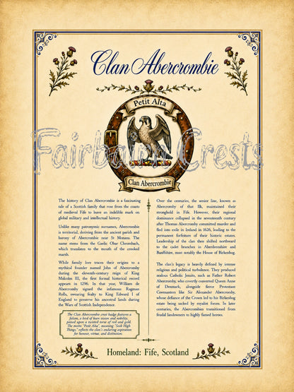 Scottish Clan Abercrombie Heritage Poster - Instant Digital Download