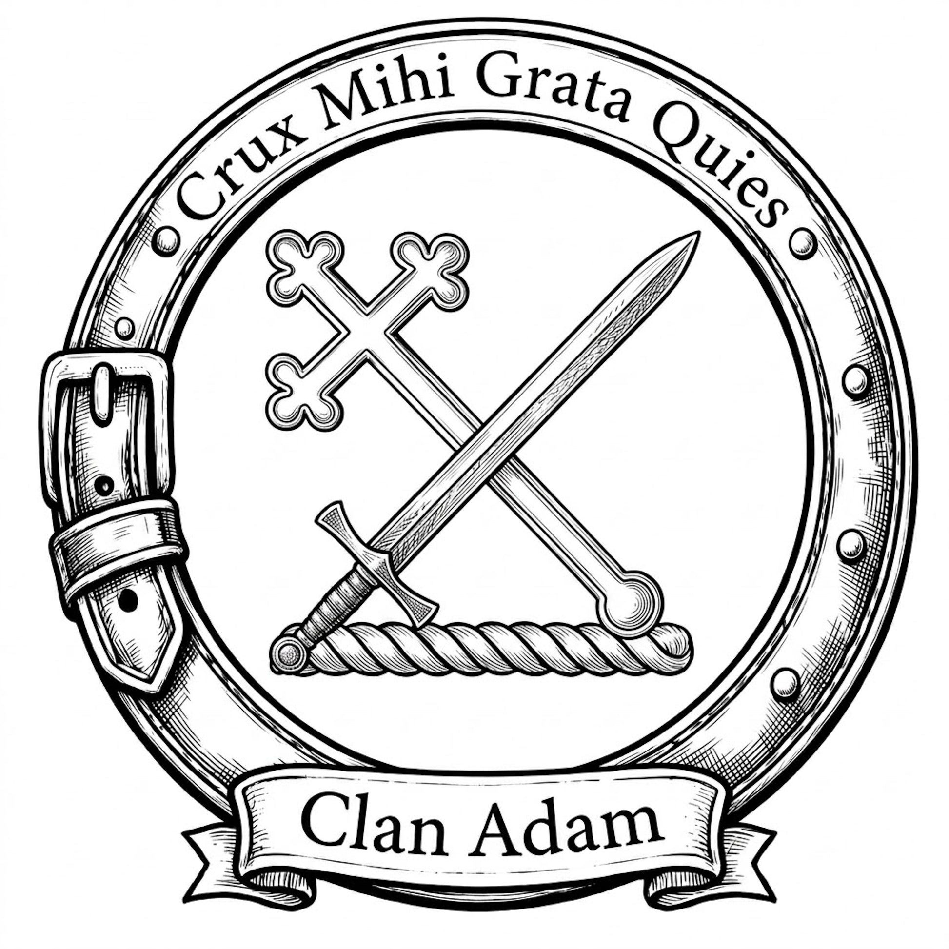 Clan Adam Crest digital download: Includes Color PNG, B&W PNG, and SVG vector files