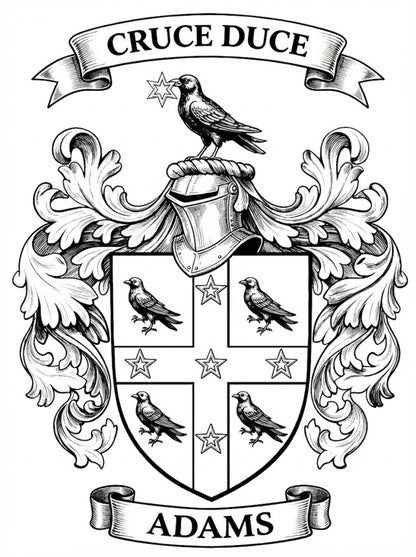 The Adams Family Coat of Arms digital download: Includes Color PNG, B&W PNG, and SVG vector files