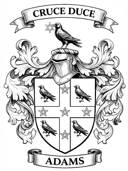 The Adams Family Coat of Arms digital download: Includes Color PNG, B&W PNG, and SVG vector files
