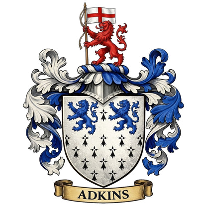 The Adkins Family Coat of Arms digital download: Includes Color PNG, B&W PNG, and SVG vector files