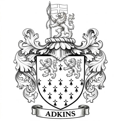 The Adkins Family Coat of Arms digital download: Includes Color PNG, B&W PNG, and SVG vector files