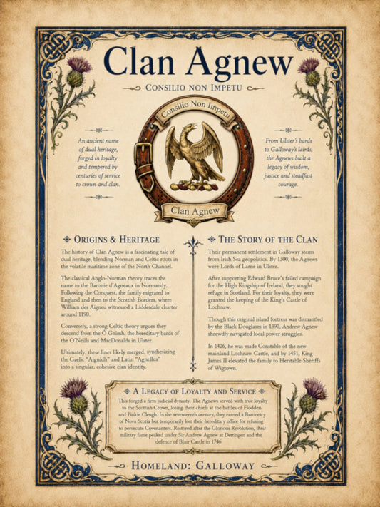 Scottish Clan Agnew Heritage Poster - Instant Digital Download digital download: Includes Color PNG, B&W PNG, and SVG vector files