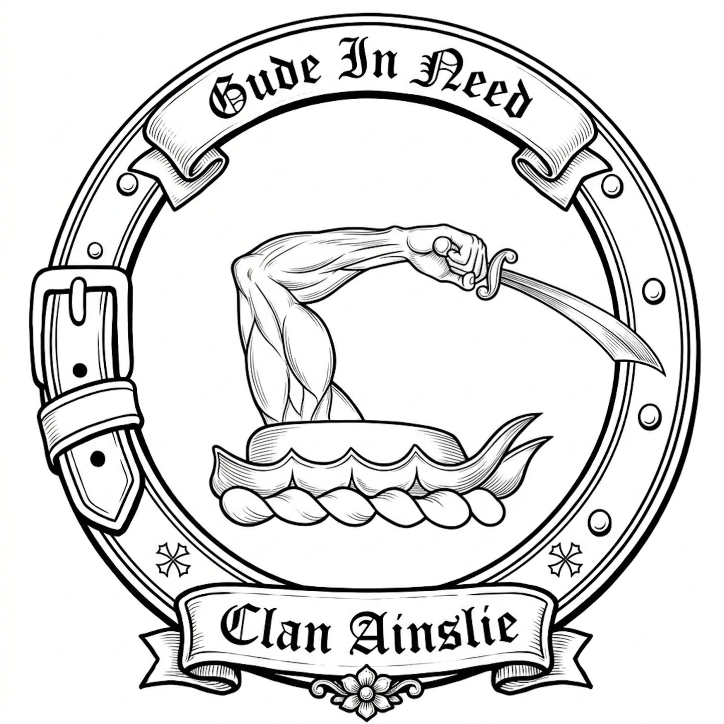 Clan Ainslie Crest digital download: Includes Color PNG, B&W PNG, and SVG vector files