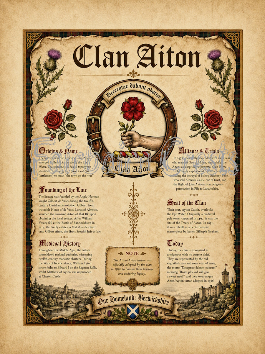Scottish Clan Aiton Heritage Poster - Instant Digital Download