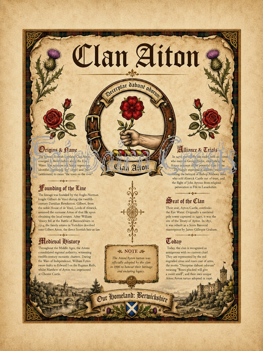 Scottish Clan Aiton Heritage Poster - Instant Digital Download