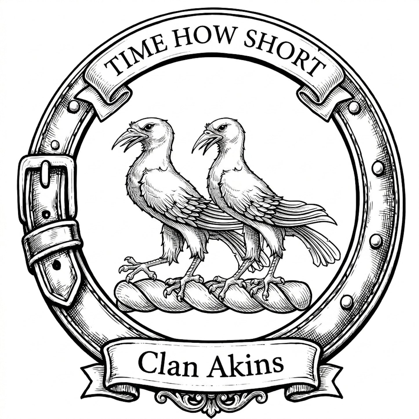 Clan Akins Crest digital download: Includes Color PNG, B&W PNG, and SVG vector files