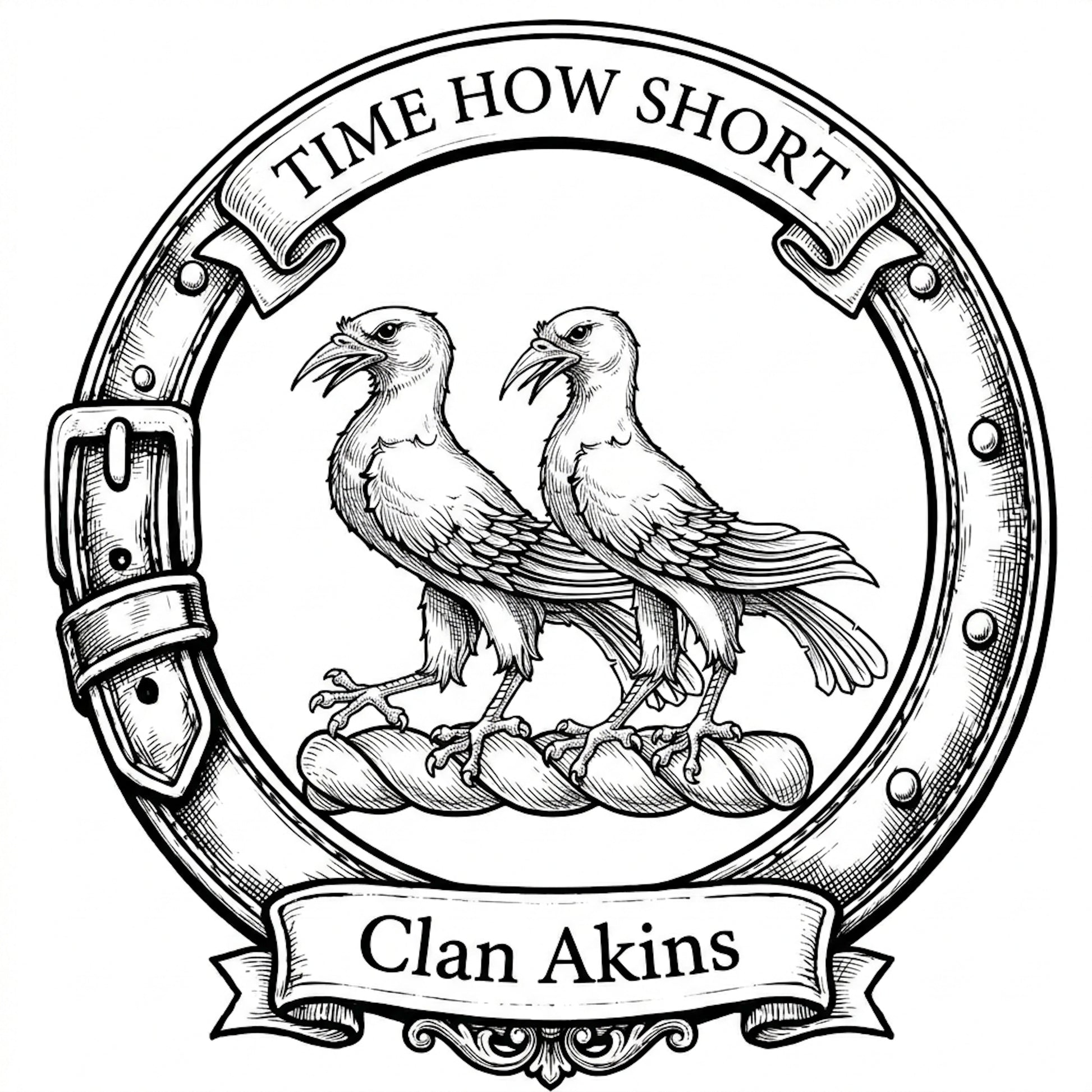 Clan Akins Crest digital download: Includes Color PNG, B&W PNG, and SVG vector files