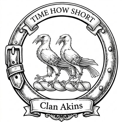 Clan Akins Crest digital download: Includes Color PNG, B&W PNG, and SVG vector files