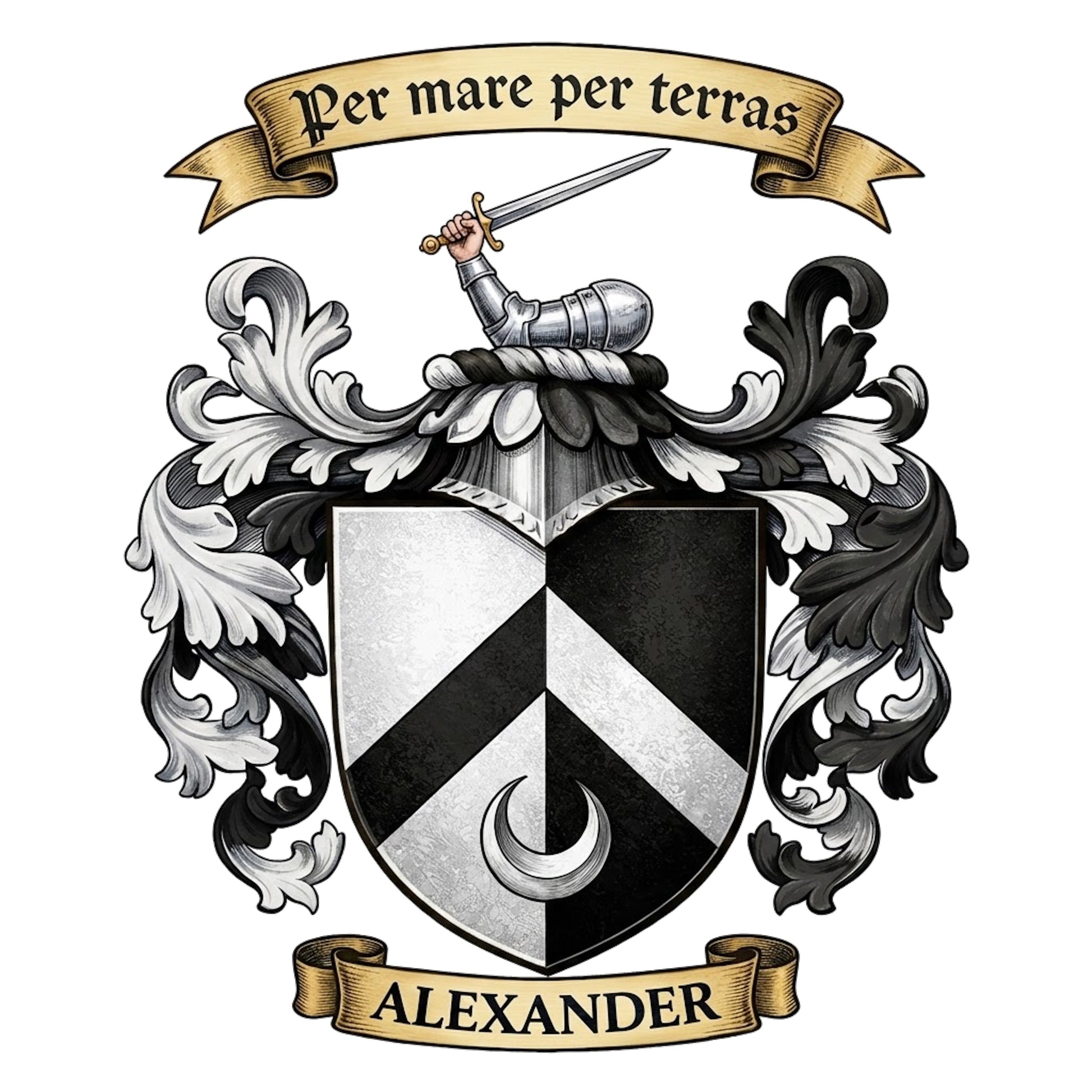 The Alexander Family Coat of Arms digital download: Includes Color PNG, B&W PNG, and SVG vector files