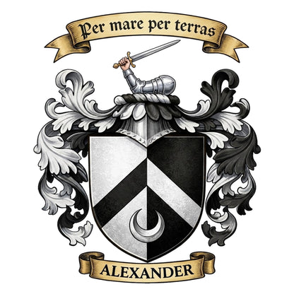 The Alexander Family Coat of Arms digital download: Includes Color PNG, B&W PNG, and SVG vector files