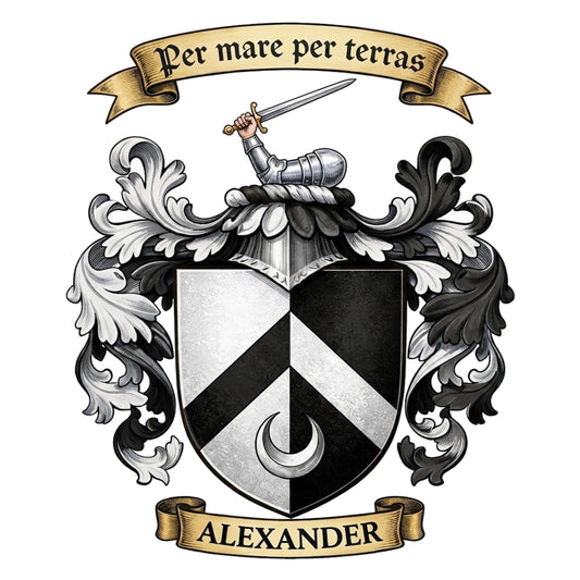 The Alexander Family Coat of Arms digital download: Includes Color PNG, B&W PNG, and SVG vector files
