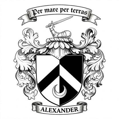 The Alexander Family Coat of Arms digital download: Includes Color PNG, B&W PNG, and SVG vector files