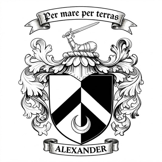 The Alexander Family Coat of Arms digital download: Includes Color PNG, B&W PNG, and SVG vector files