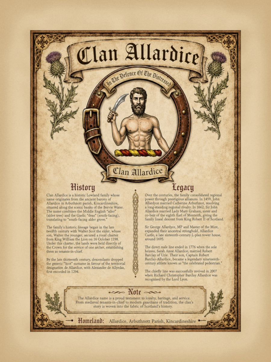 Scottish Clan Allardice Heritage Poster - Instant Digital Download