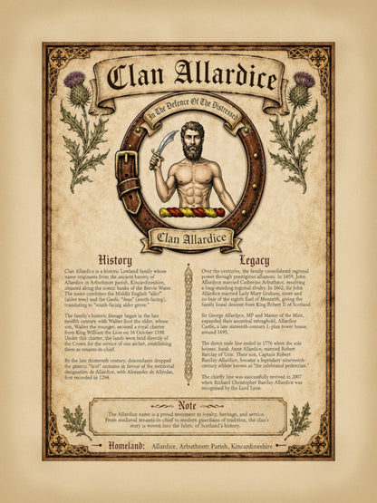 Scottish Clan Allardice Heritage Poster - Instant Digital Download