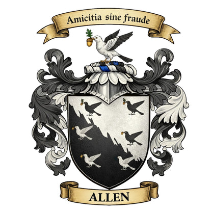 The Allen Family Coat of Arms digital download: Includes Color PNG, B&W PNG, and SVG vector files