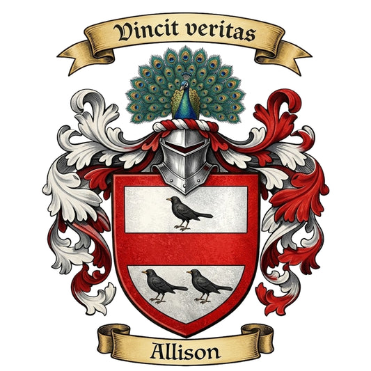 The Allison Family Coat of Arms digital download: Includes Color PNG, B&W PNG, and SVG vector files