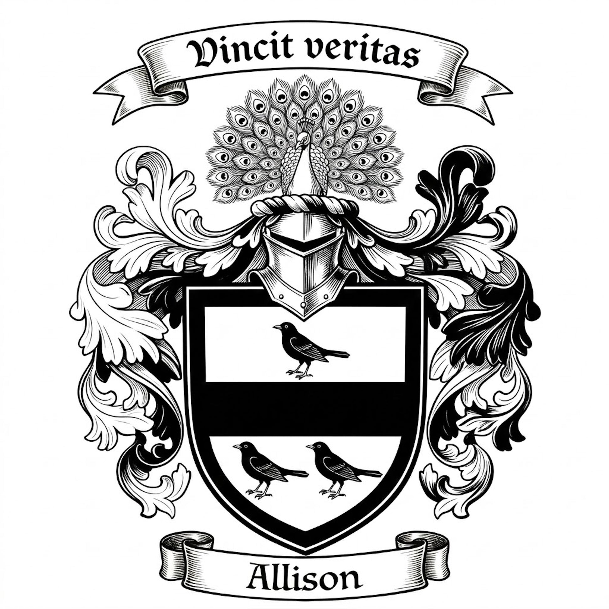 The Allison Family Coat of Arms digital download: Includes Color PNG, B&W PNG, and SVG vector files