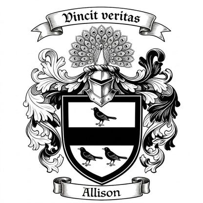 The Allison Family Coat of Arms digital download: Includes Color PNG, B&W PNG, and SVG vector files