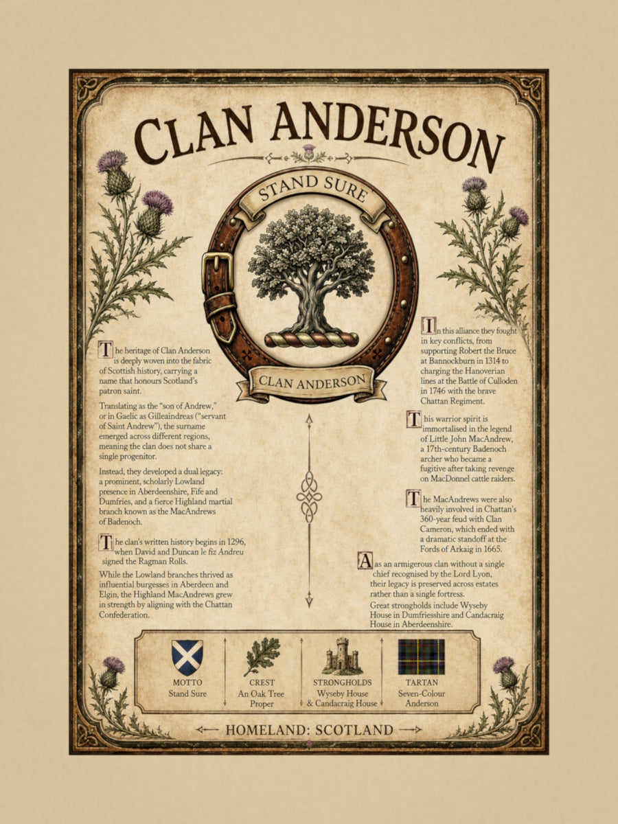 Scottish Clan Anderson Heritage Poster - Instant Digital Download
