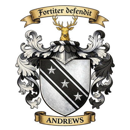 The Andrews Family Coat of Arms digital download: Includes Color PNG, B&W PNG, and SVG vector files