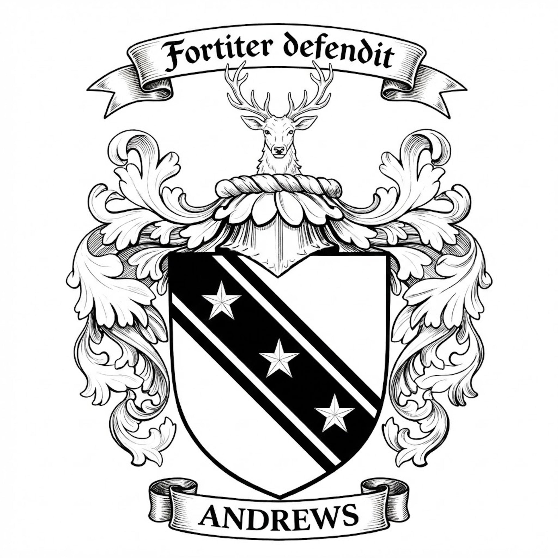 The Andrews Family Coat of Arms digital download: Includes Color PNG, B&W PNG, and SVG vector files